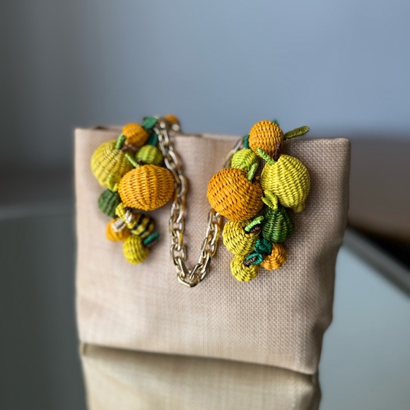 Aquazzura Citrus Punch Mini Embellished Raffia Tote - Neutral $1,295 - Picture 7 of 12